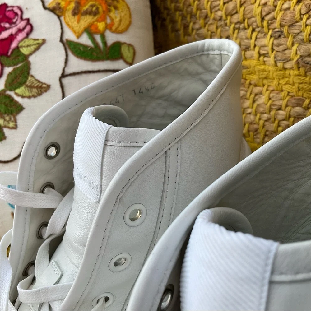 Men’s Gucci White Leather Studded High Top Sneaker Size 15 AUTHENTIC